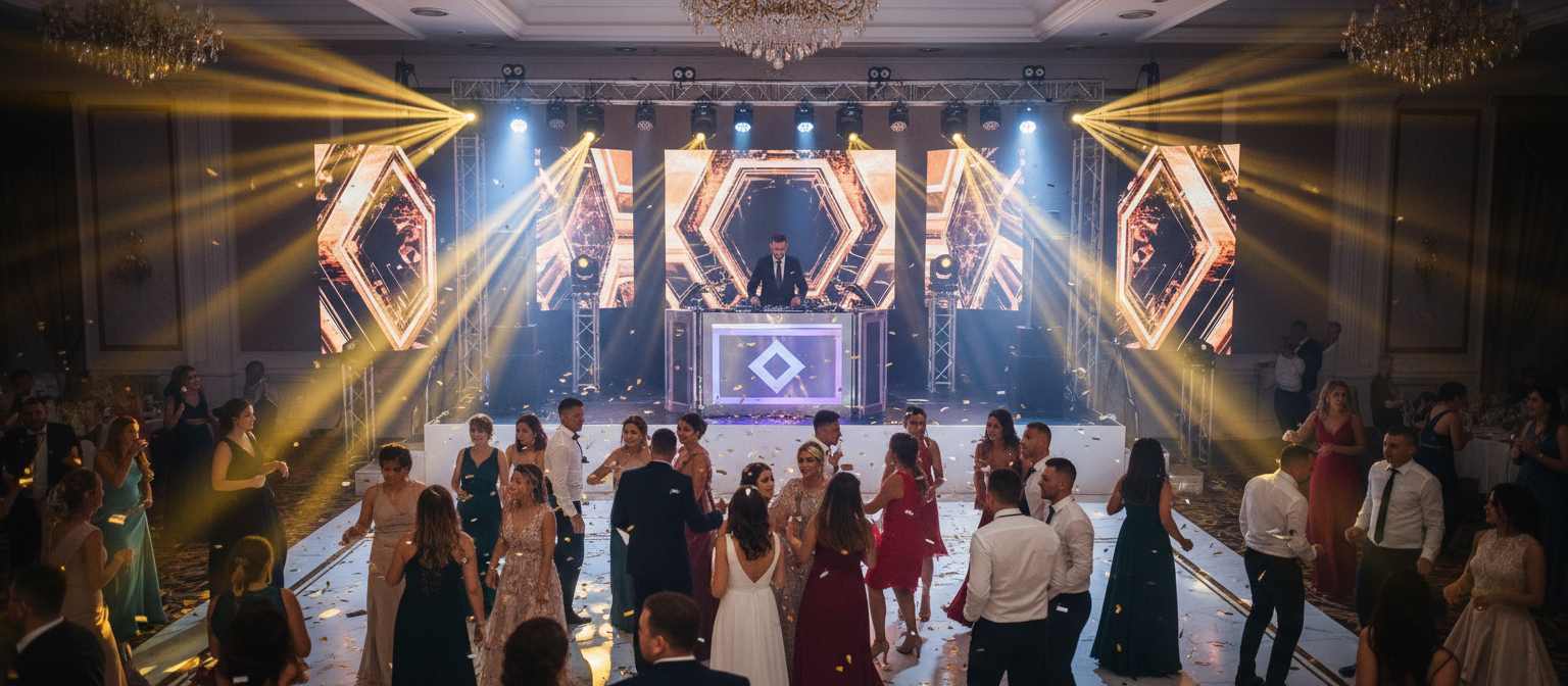 Pupitru DJ si boxe pregatite pentru o nunta in Botosani